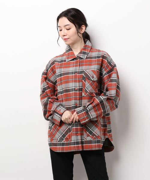 KRIFF MAYER Lady's Collection（クリフメイヤーレディースコレクション）の「ヘビーネルチェックシャツJK（シャツ/ブラウス・レディース・ベージュ/レッド/カラフル/ブラウン・LARGE/MEDIUM）」の7枚目の写真