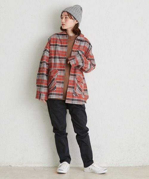 KRIFF MAYER Lady's Collection（クリフメイヤーレディースコレクション）の「ヘビーネルチェックシャツJK（シャツ/ブラウス・レディース・ベージュ/レッド/カラフル/ブラウン・LARGE/MEDIUM）」の11枚目の写真