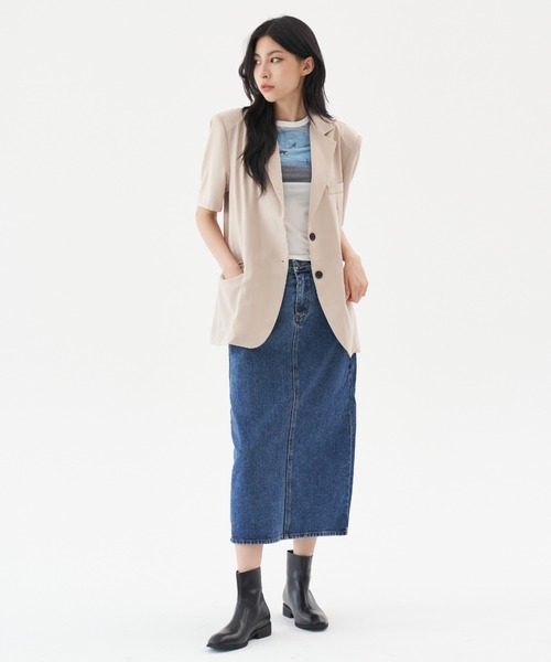 FEKETE（フェケテ）の「FEKETE LONG TIGHT DENIM SKIRT（デニムスカート・レディース・ブルー/ブラック/ライトブルー/ダークブルー・MEDIUM/SMALL）」の7枚目の写真