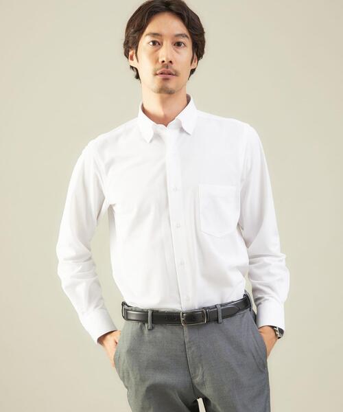 WORK TRIP OUTFITS GREEN LABEL RELAXING（ワークトリップアウトフィッツグリーンレーベル リラクシング）の「＜WORK TRIP OUTFITS GREEN LABEL RELAXING＞ トリコット カノコ スナップダウンカラー スリム シャツ（シャツ/ブラウス・メンズ・ライトブルー/ホワイト・LARGE/X-LARGE/SMALL/MEDIUM）」の2枚目の写真