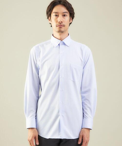 WORK TRIP OUTFITS GREEN LABEL RELAXING（ワークトリップアウトフィッツグリーンレーベル リラクシング）の「＜WORK TRIP OUTFITS GREEN LABEL RELAXING＞ トリコット カノコ スナップダウンカラー スリム シャツ（シャツ/ブラウス・メンズ・ライトブルー/ホワイト・LARGE/X-LARGE/SMALL/MEDIUM）」の3枚目の写真