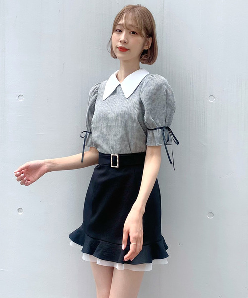 TITTY&CO.(ティティーアンドコー)の「襟付シアートップス(シャツ/ブラウス・レディース・ブラック/グレー/ピンク・FREE)」の14枚目の写真