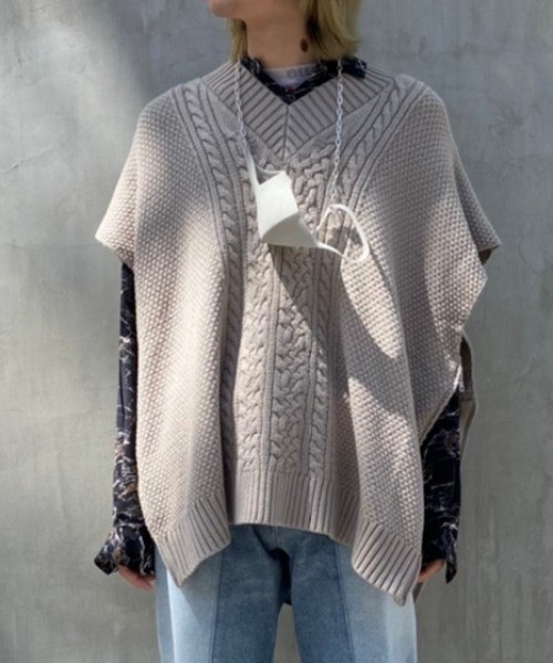 DANKE SCHON(ダンケシェーン)の「DankeSchon/ダンケシェーン/ジップアップニットベスト(ベスト・メンズ・ブラック/カーキ/ホワイト・FREE)」の3枚目の写真