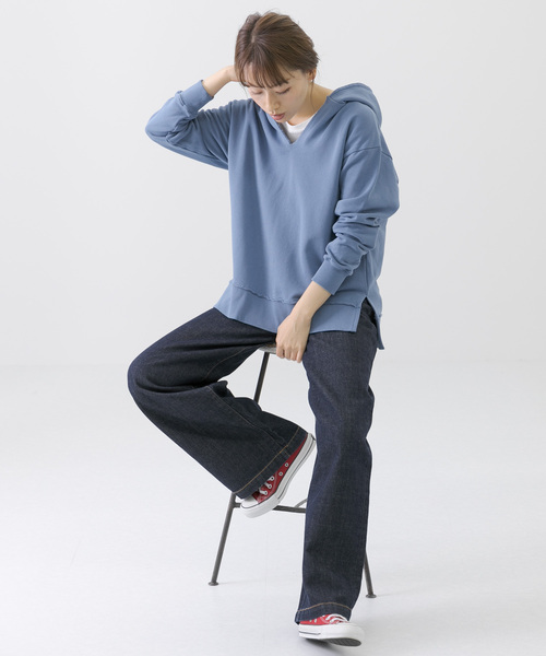 URBAN RESEARCH Sonny Label（アーバンリサーチサニーレーベル）の「抗菌防臭Vネックフーディースウェット（Tシャツ/カットソー・レディース・ブラック/レッド/ブラウン/ブルー/オフホワイト・FREE）」の10枚目の写真