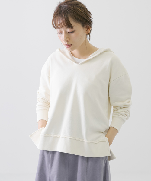 URBAN RESEARCH Sonny Label（アーバンリサーチサニーレーベル）の「抗菌防臭Vネックフーディースウェット（Tシャツ/カットソー・レディース・ブラック/レッド/ブラウン/ブルー/オフホワイト・FREE）」の18枚目の写真