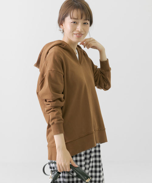 URBAN RESEARCH Sonny Label（アーバンリサーチサニーレーベル）の「抗菌防臭Vネックフーディースウェット（Tシャツ/カットソー・レディース・ブラック/レッド/ブラウン/ブルー/オフホワイト・FREE）」の7枚目の写真