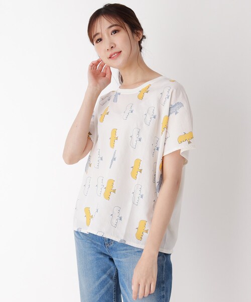 one'sterrace(ワンズテラス)の「刺しゅうバードライン柄プルオーバー(Tシャツ/カットソー・レディース・オフホワイト・00)」の1枚目の写真