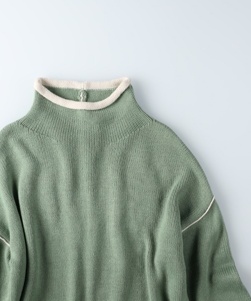 HONEYSUCKLE ROSE（ハニーサックルローズ）の「【HONEYSUCKLE ROSE】配色ラインタートルニット（ニット/セーター・レディース・ブラック/オフホワイト/グリーン・M/L）」の8枚目の写真