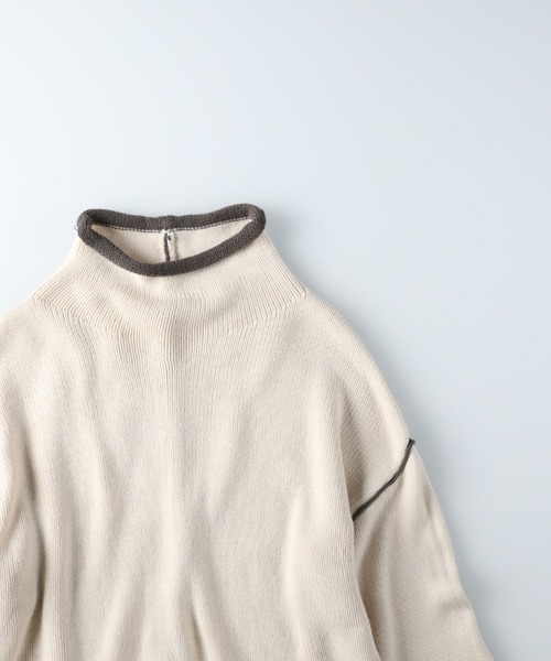 HONEYSUCKLE ROSE（ハニーサックルローズ）の「【HONEYSUCKLE ROSE】配色ラインタートルニット（ニット/セーター・レディース・ブラック/オフホワイト/グリーン・M/L）」の6枚目の写真