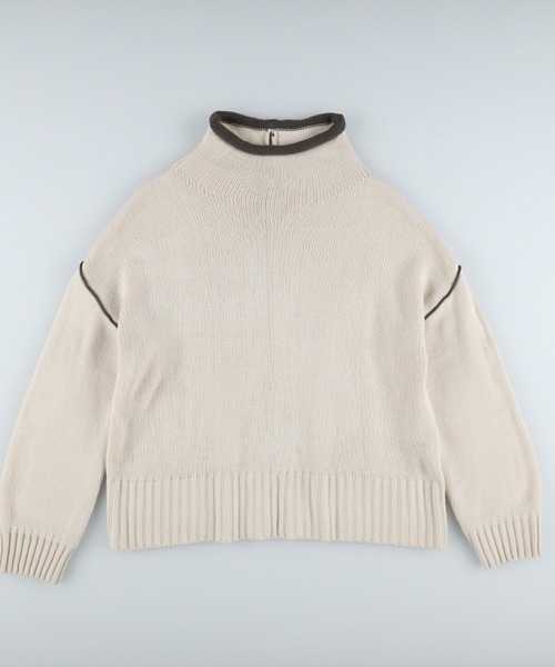 HONEYSUCKLE ROSE（ハニーサックルローズ）の「【HONEYSUCKLE ROSE】配色ラインタートルニット（ニット/セーター・レディース・ブラック/オフホワイト/グリーン・M/L）」の9枚目の写真