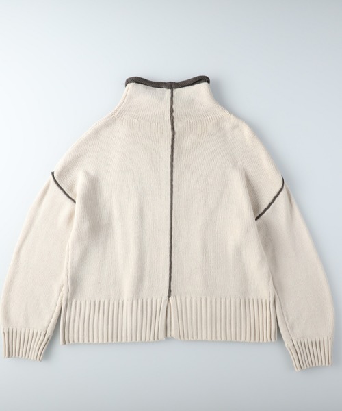 HONEYSUCKLE ROSE（ハニーサックルローズ）の「【HONEYSUCKLE ROSE】配色ラインタートルニット（ニット/セーター・レディース・ブラック/オフホワイト/グリーン・M/L）」の12枚目の写真