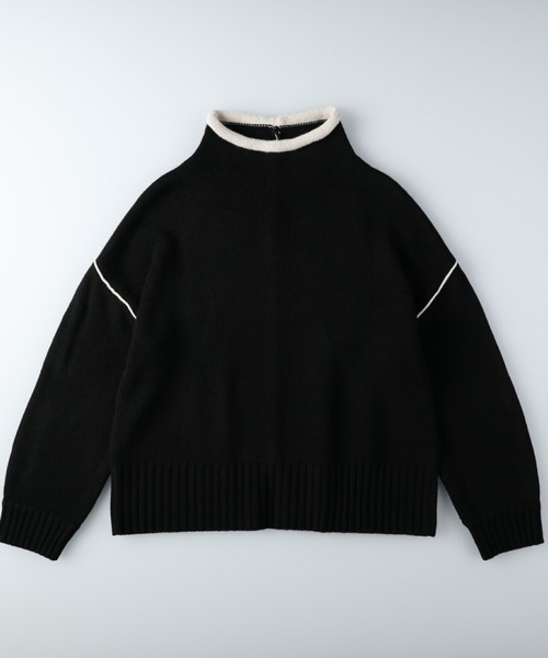 HONEYSUCKLE ROSE（ハニーサックルローズ）の「【HONEYSUCKLE ROSE】配色ラインタートルニット（ニット/セーター・レディース・ブラック/オフホワイト/グリーン・M/L）」の10枚目の写真