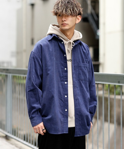 Beno(ビーノ)の「コーデュロイ レギュラーカラー オーバーシャツ(シャツ/ブラウス・メンズ・ブラック/ダークブラウン/ネイビー/グリーン/アイボリー・M/L)」の5枚目の写真