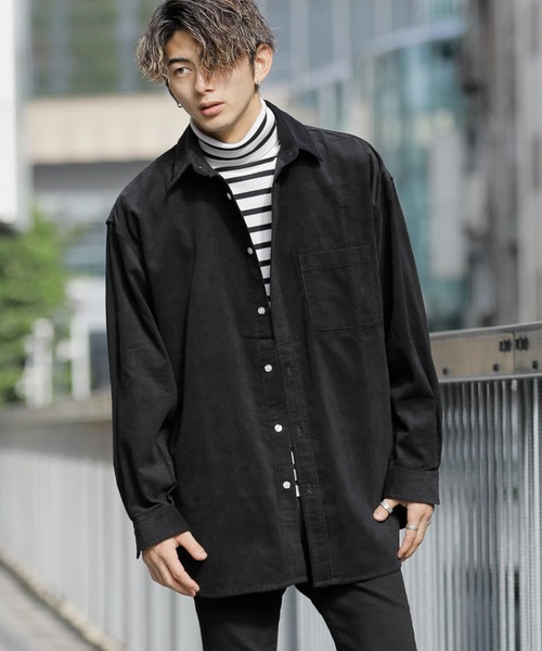 Beno(ビーノ)の「コーデュロイ レギュラーカラー オーバーシャツ(シャツ/ブラウス・メンズ・ブラック/ダークブラウン/ネイビー/グリーン/アイボリー・M/L)」の6枚目の写真