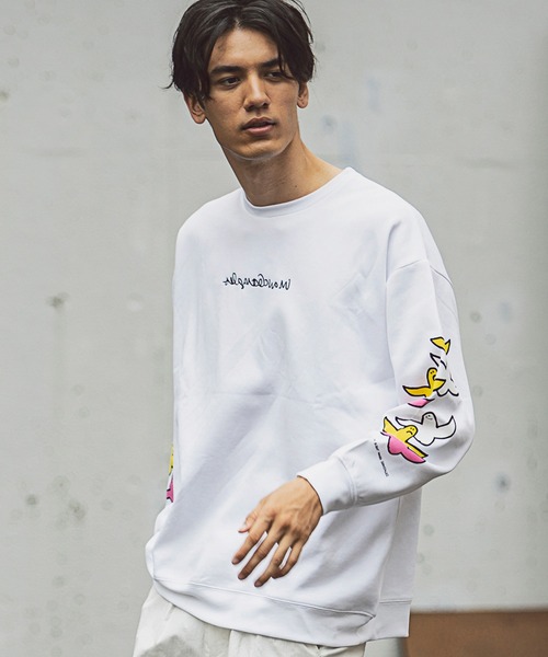 Mark Gonzales（マーク・ゴンザレス）の「Mark Gonzales(マーク ゴンザレス) プリントスウェットプルオーバー×3type（スウェット・メンズ・ブラック系2/ブラック系1/ホワイト系1/ブラック系3/ホワイト系2/ホワイト系3/ホワイト系4/ホワイト系5/ブラック系4/ブラック系5・L/M）」の2枚目の写真