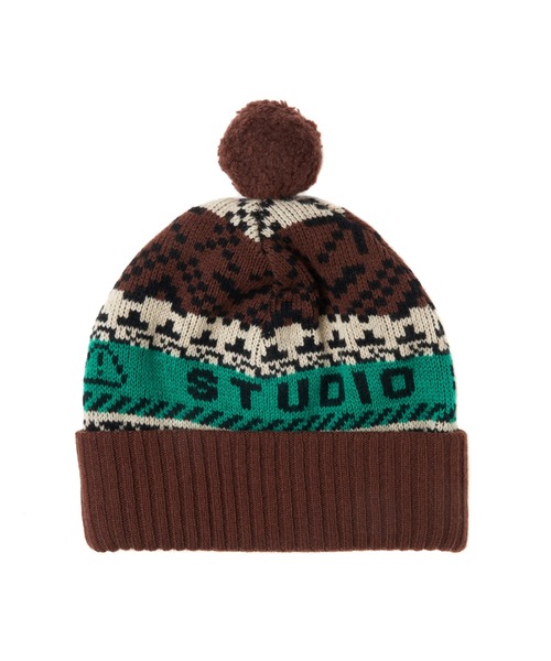 STUDIO SEVEN(スタジオ セブン)の「Nordic Pattern Knit Cap【STUDIOSEVEN/スタジオセブン】(ニットキャップ/ビーニー・メンズ・パープル/ブラウン・FREE)」の4枚目の写真