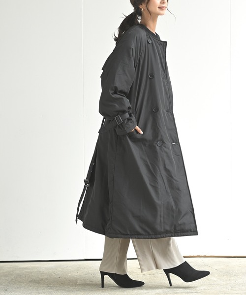 rps（アールピーエス）の「中綿入りノーカラートレンチコート（トレンチコート・レディース・ブラック/アイボリー/ベージュ・M）」の8枚目の写真