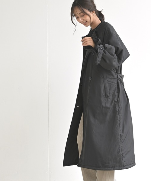 rps（アールピーエス）の「中綿入りノーカラートレンチコート（トレンチコート・レディース・ブラック/アイボリー/ベージュ・M）」の10枚目の写真