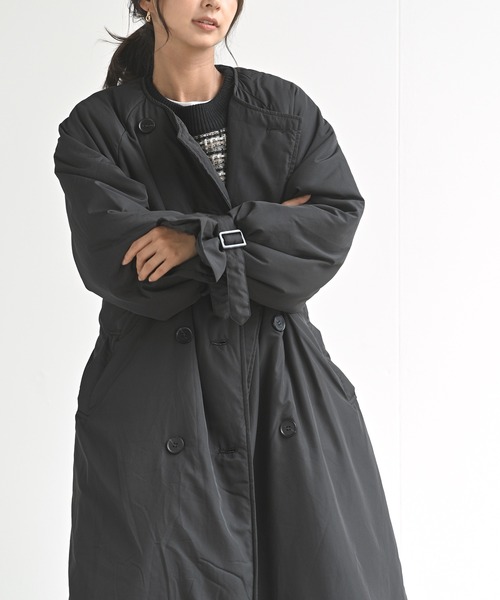 rps（アールピーエス）の「中綿入りノーカラートレンチコート（トレンチコート・レディース・ブラック/アイボリー/ベージュ・M）」の11枚目の写真