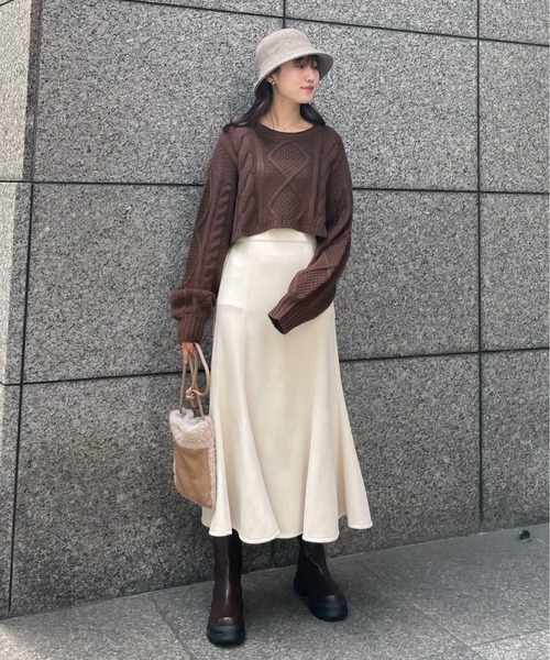 EPIMI E'PIMMY（エピミエピミー）の「スウェードマーメイドスカート（スカート・レディース・アイボリー/杢グレー/モカ/マスタード・MEDIUM）」の6枚目の写真