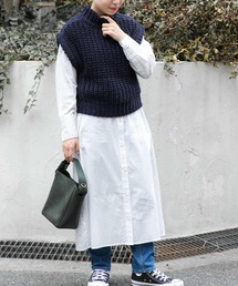 URBAN RESEARCH Sonny Label | 『Sサイズ/低身長向けも展開』ざっくりニットベストxシャツワンピースセット(ワンピース)