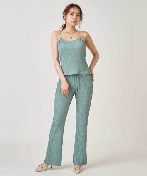 ROYAL PARTY（ロイヤルパーティー）の「ワッシャーカットキャミセットアップ（セットアップ・レディース・グリーン/ブラック/オフホワイト・FREE）」の10枚目の写真