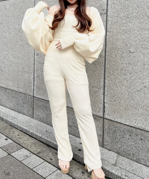ROYAL PARTY（ロイヤルパーティー）の「ワッシャーカットキャミセットアップ（セットアップ・レディース・グリーン/ブラック/オフホワイト・FREE）」の16枚目の写真