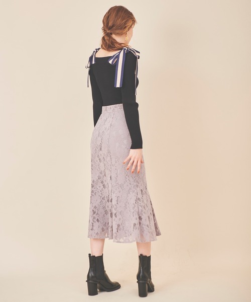 31 Sons de mode（トランテアン　ソン　ドゥ　モード）の「モールレースマーメイドスカート（スカート・レディース・ライトグレー/ネイビー/ボルドー・38/36）」の7枚目の写真