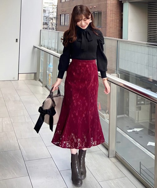 31 Sons de mode（トランテアン　ソン　ドゥ　モード）の「モールレースマーメイドスカート（スカート・レディース・ライトグレー/ネイビー/ボルドー・38/36）」の20枚目の写真