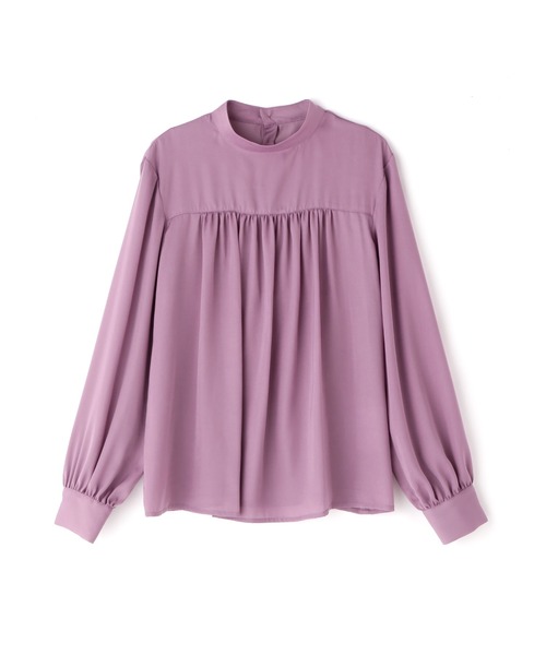 N.（N. Natural Beauty Basic）（エヌエヌナチュラルビューティーベーシック）の「◆ヴィンテージ風サテンギャザーブラウス（シャツ/ブラウス・レディース・オフホワイト/ブルー/モーブ系・MEDIUM）」の15枚目の写真