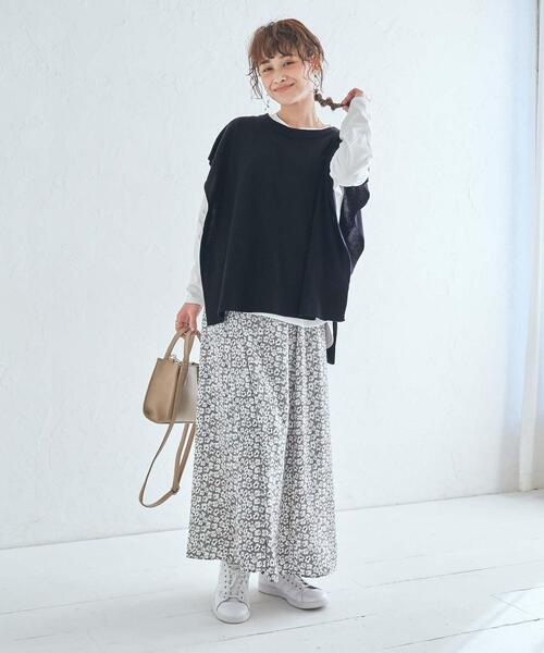coen(コーエン)の「【2セットアイテム】ハーフミラノベスト&ロンTセット(セットアップ対応可能)(ベスト・レディース・ベージュ/ネイビー/オフホワイト・LARGE/MEDIUM)」の7枚目の写真