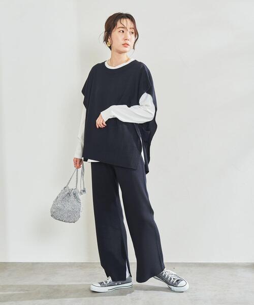 coen(コーエン)の「【2セットアイテム】ハーフミラノベスト&ロンTセット(セットアップ対応可能)(ベスト・レディース・ベージュ/ネイビー/オフホワイト・LARGE/MEDIUM)」の12枚目の写真