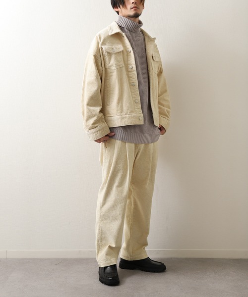 ZIP FIVE（ジップファイブ）の「【ZIP FIVE】 コーデュロイ ビッグシルエット Gジャン（デニムジャケット・メンズ・ブラック/ベージュ/ブラウン/グレー/カーキ/オレンジ/アイボリー/チャコール・MEDIUM/LARGE/X-LARGE）」の9枚目の写真