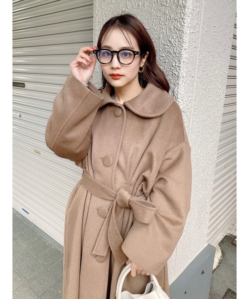 JUMELLE（ジュメロ）の「タックウールコート（ステンカラーコート・レディース・ブラウン・FREE）」の10枚目の写真