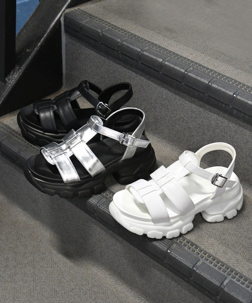 NOFALL(ノーフォール)の「厚底スニーカーソールベルトサンダル(サンダル・レディース・ホワイト/シルバー/ブラック・S/LL/L/M/3L)」の4枚目の写真