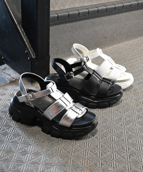 NOFALL(ノーフォール)の「厚底スニーカーソールベルトサンダル(サンダル・レディース・ホワイト/シルバー/ブラック・S/LL/L/M/3L)」の5枚目の写真