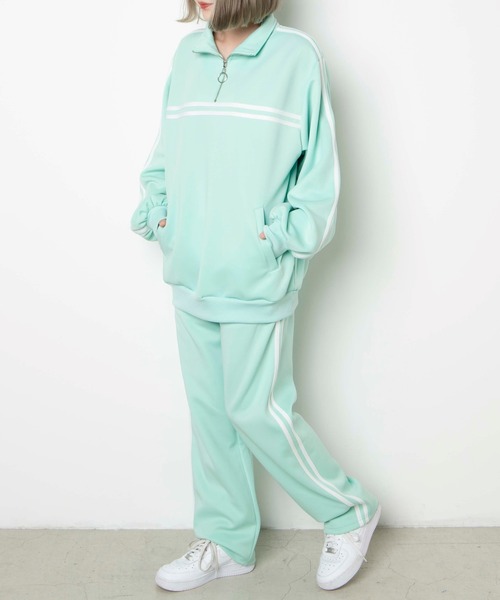 WEGO(ウィゴー)の「WEGO/ラインカラージャージパンツ(スウェットパンツ・レディース・ホワイト/ライム/サックスブルー/ピンク/パープル/ネイビー/ブラック・FREE)」の9枚目の写真