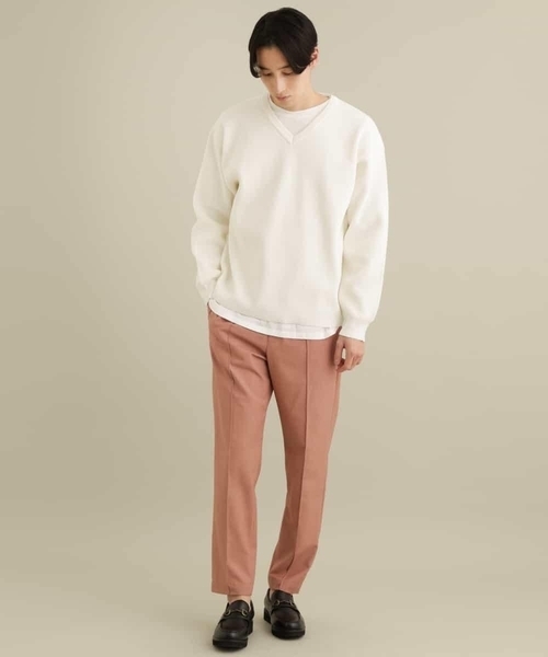 a.v.v(アーヴェヴェ)の「【2枚SET/洗濯機で洗える】カットソー付きVネックアゼニット(ニット/セーター・メンズ・ベージュ/ライトブルー/ネイビー/チャコールグレー/ピンク/ホワイト・50/46/48/44)」の18枚目の写真