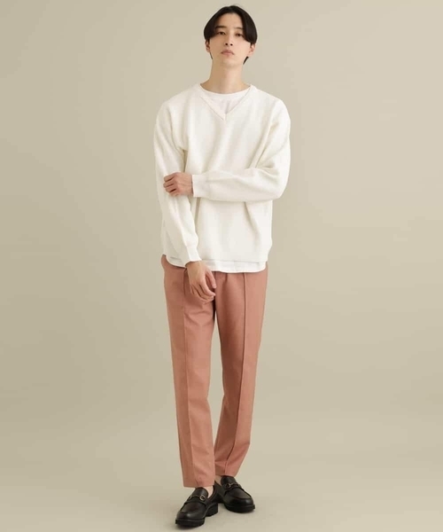 a.v.v(アーヴェヴェ)の「【2枚SET/洗濯機で洗える】カットソー付きVネックアゼニット(ニット/セーター・メンズ・ベージュ/ライトブルー/ネイビー/チャコールグレー/ピンク/ホワイト・50/46/48/44)」の19枚目の写真