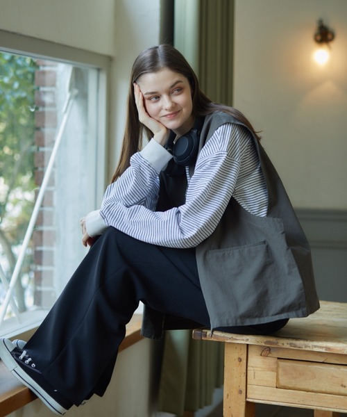 flaner（フラネ）の「Loose military vest/ルーズミリタリーベスト（ベスト・レディース・ベージュ/チャコールグレー/カーキ・MEDIUM/LARGE）」の9枚目の写真