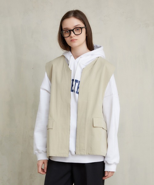 flaner（フラネ）の「Loose military vest/ルーズミリタリーベスト（ベスト・レディース・ベージュ/チャコールグレー/カーキ・MEDIUM/LARGE）」の17枚目の写真