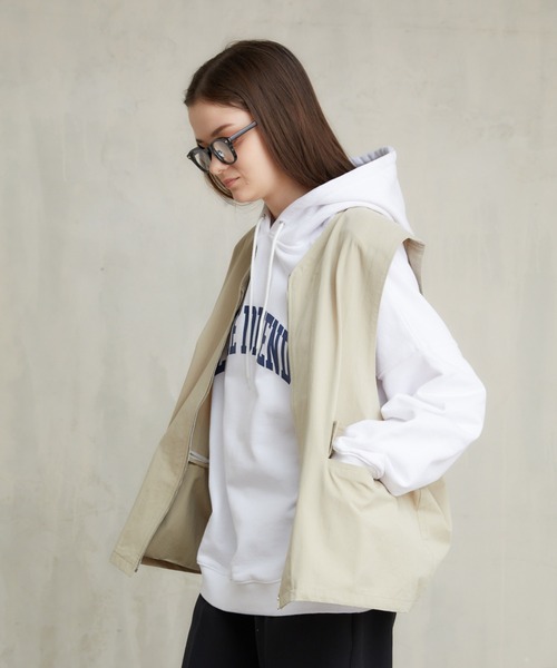 flaner（フラネ）の「Loose military vest/ルーズミリタリーベスト（ベスト・レディース・ベージュ/チャコールグレー/カーキ・MEDIUM/LARGE）」の18枚目の写真