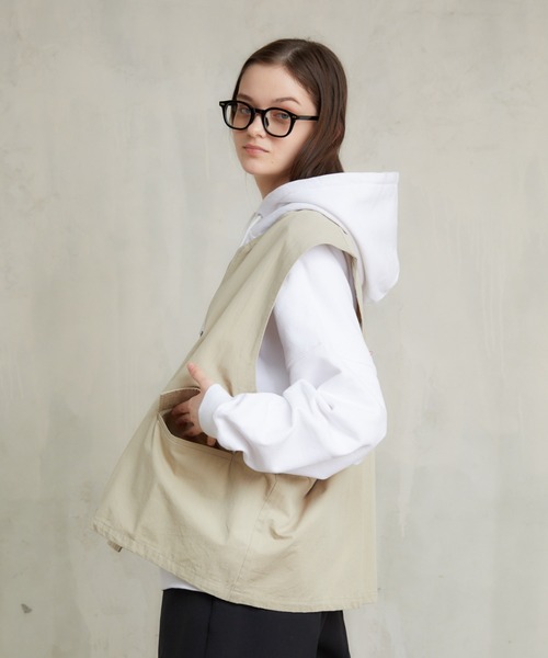 flaner（フラネ）の「Loose military vest/ルーズミリタリーベスト（ベスト・レディース・ベージュ/チャコールグレー/カーキ・MEDIUM/LARGE）」の19枚目の写真