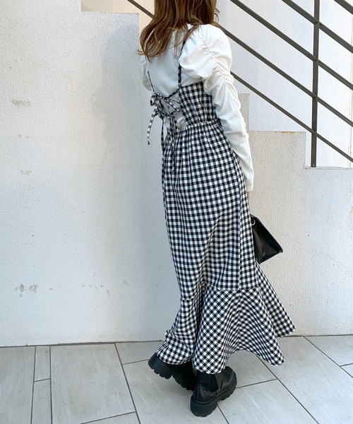 OLIVE des OLIVE（オリーブデオリーブ）の「【WEB限定】テレコインナー×キャミワンピースset（ワンピース・レディース・ブラック/オフホワイト/サックスブルー・FREE）」の5枚目の写真