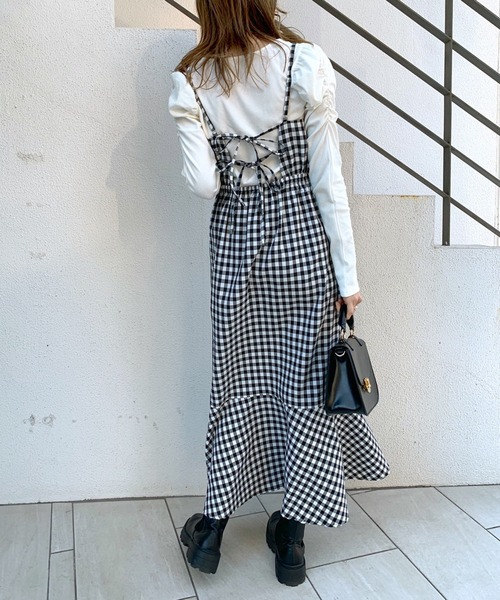 OLIVE des OLIVE（オリーブデオリーブ）の「【WEB限定】テレコインナー×キャミワンピースset（ワンピース・レディース・ブラック/オフホワイト/サックスブルー・FREE）」の6枚目の写真