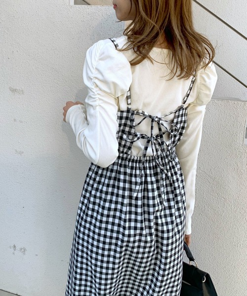 OLIVE des OLIVE（オリーブデオリーブ）の「【WEB限定】テレコインナー×キャミワンピースset（ワンピース・レディース・ブラック/オフホワイト/サックスブルー・FREE）」の9枚目の写真