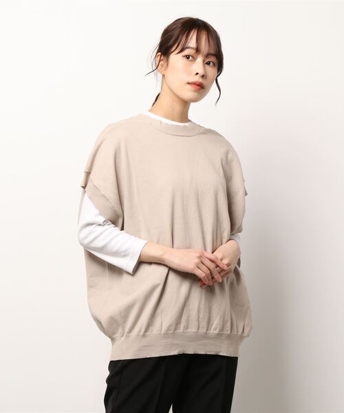 STYLEBLOCK（スタイルブロック）の「前後2WAYニットオーバーベスト（ベスト・レディース・ライトベージュ/オフホワイト/ブラック/グリーン・M）」の4枚目の写真