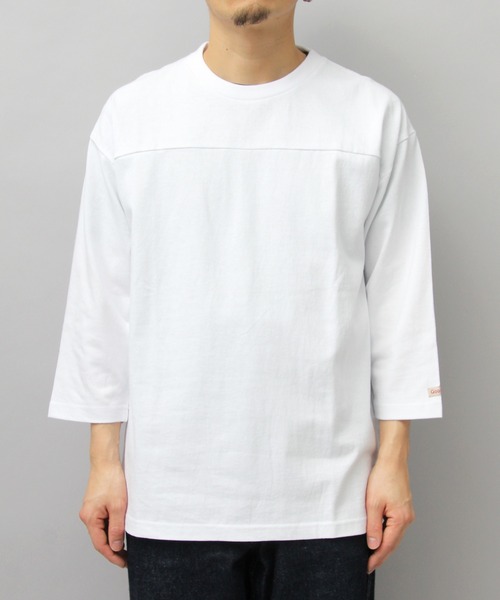 120750.6 ペイント7分袖綿Tカットソー 7.6オンス USAコットン 切替 七分袖 フットボール Tシャツ