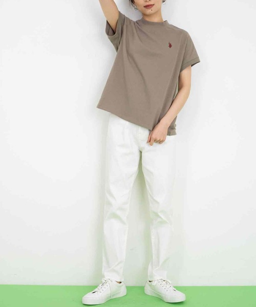 U.S. POLO ASSN.(ユーエスポロアッスン)の「U.S. POLO ASSN./ユーエスポロアッスン 綿100%ワンポイント刺繍プチハイネックTシャツ(Tシャツ/カットソー・レディース・ネイビー/モカ/セージグリーン/オフホワイト/ブラック系その他/ホワイト系その他・L/LL/M)」の19枚目の写真