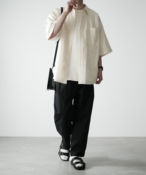 ESPONT（エスポント）の「【ESPONT】organic cotton half sleeve shirt（シャツ/ブラウス・メンズ・オリーブ/アイボリー・S/M/L）」の21枚目の写真